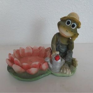 Vintage MayRich Co. Frog & Ladybug with Flower Resin Candle Holder 4”